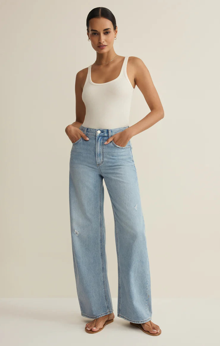 Remi High Rise Bowed Wide Leg Jean
