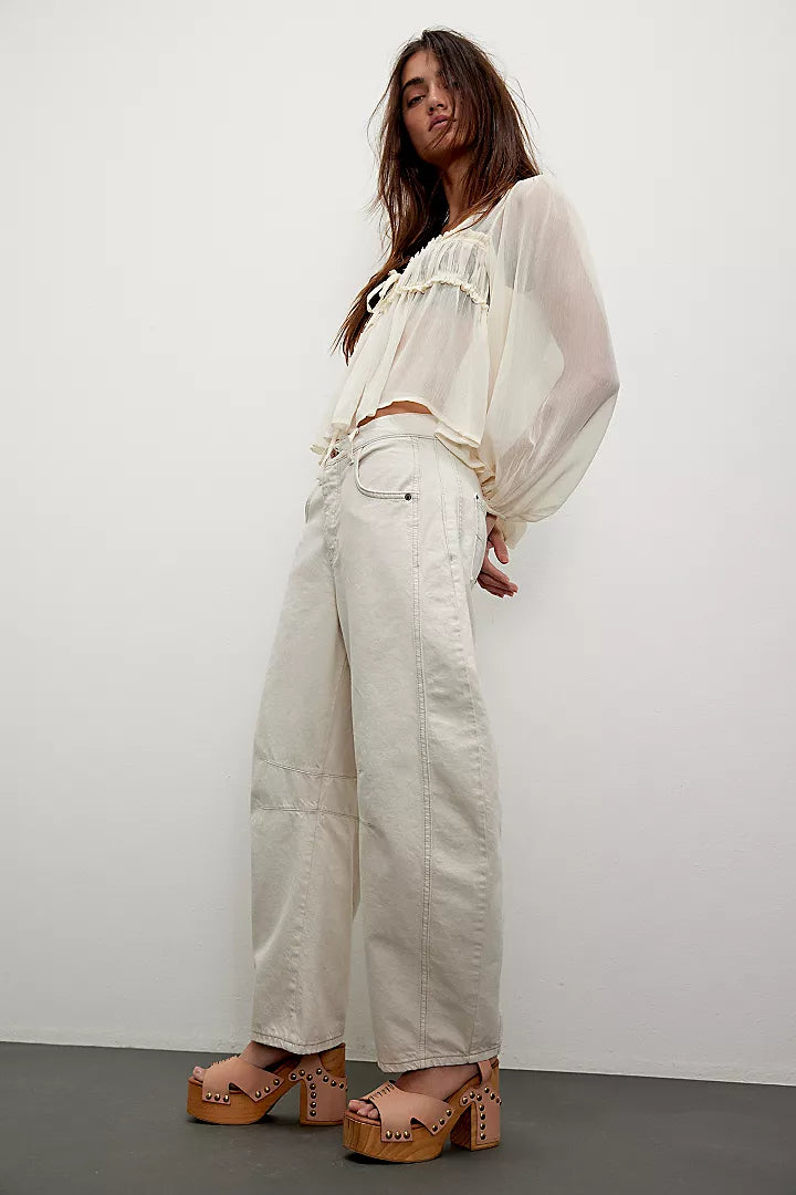 Good Luck Mid Rise Barrel Jean