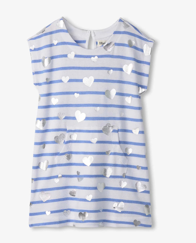 Heart Stripes Terry Slouchy Dress
