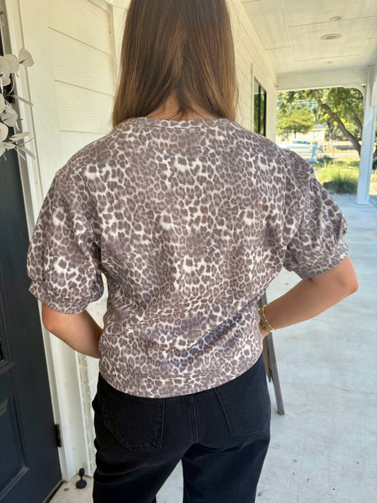 On The Hunt Puff Sleeve Knit Top