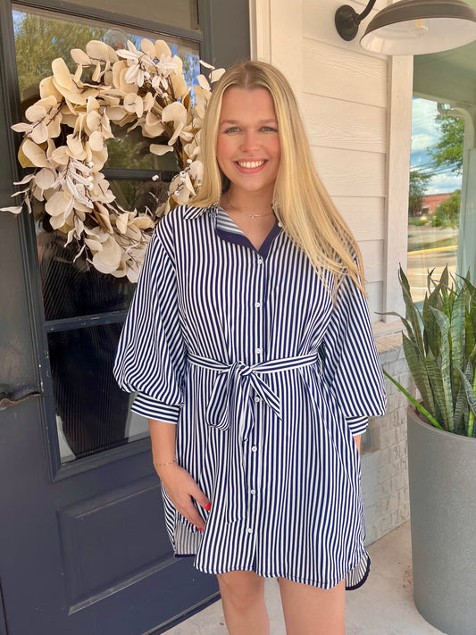 Going Upstate Striped Mini Dress