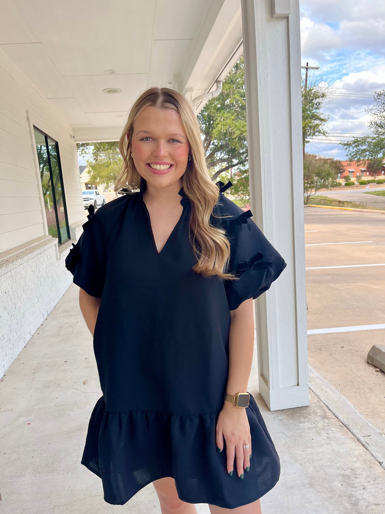 It's The Little Things Black Bow Dress