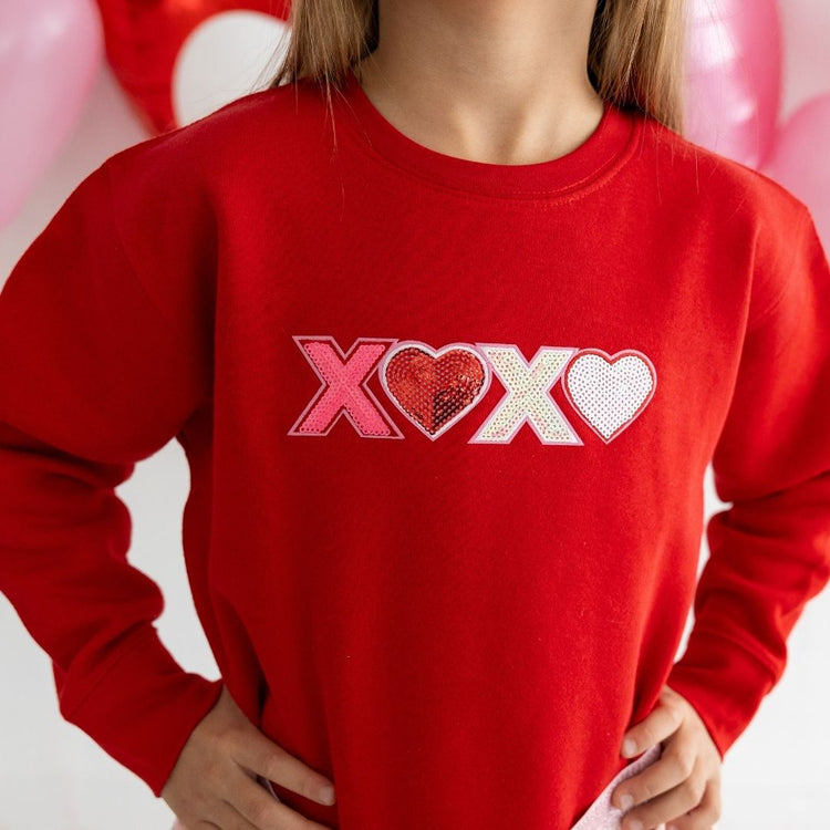 XOXO Sequin Patch Valentine's Day Sweatshirt