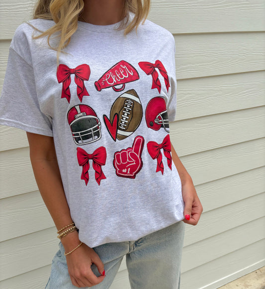 Red Cheer Bows Everyday Tee