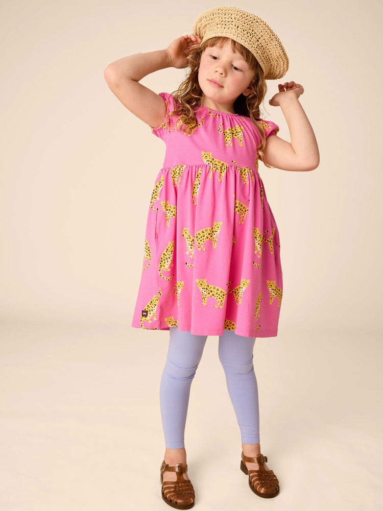 Sweet Jaguars Puff Sleeve Empire Dress