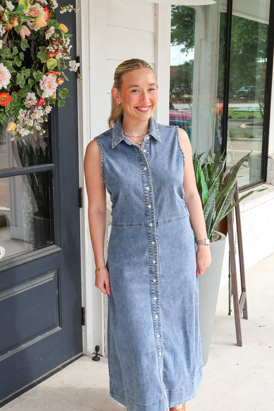 Luella Denim Midi Dress