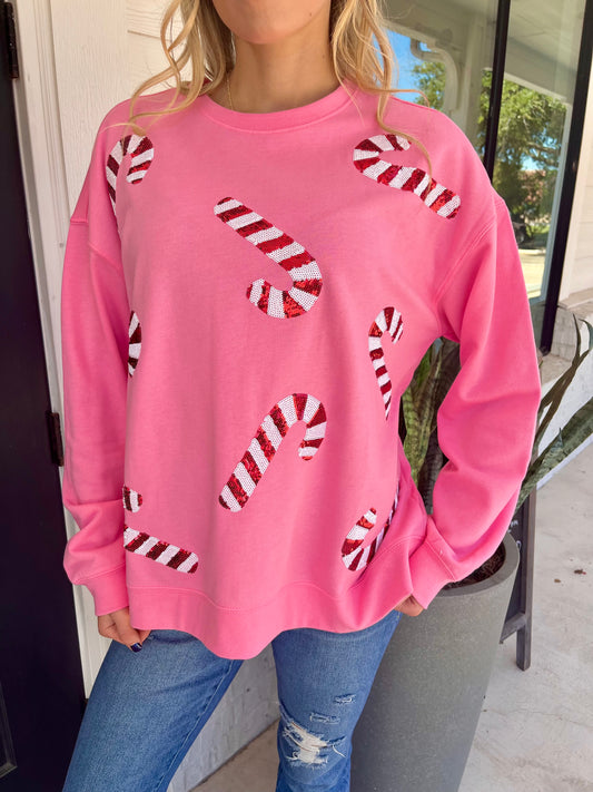 Candy Cane Holiday Sparkle Sweatshirt