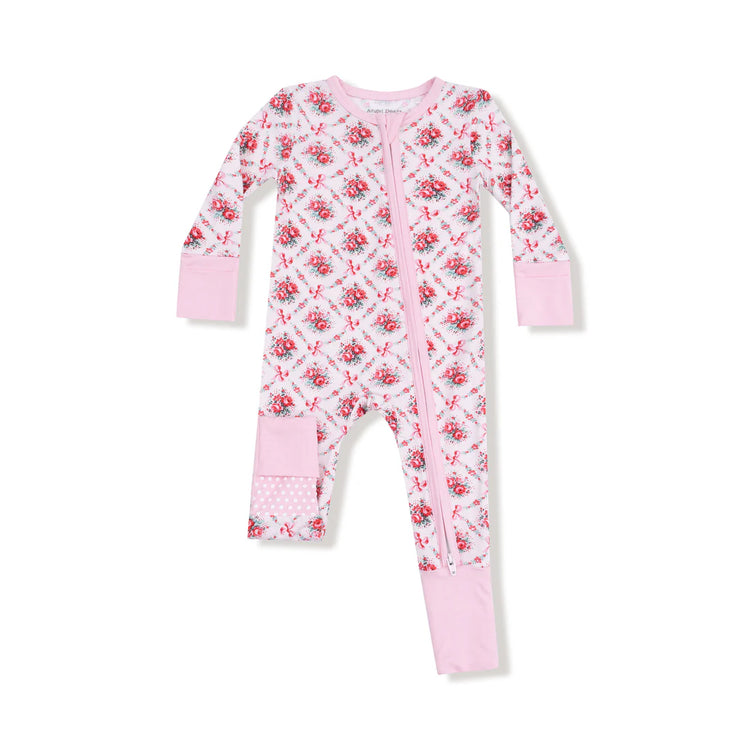 Rose Bow Lattice Zipper Romper