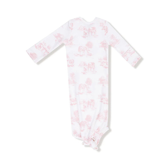 Farm Toile Pink Knotted Gown
