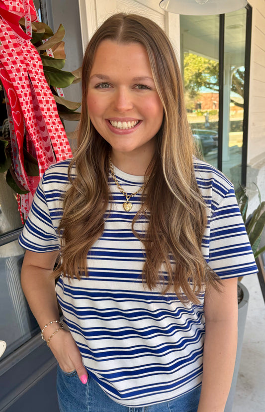 Shyama Navy & White Tee