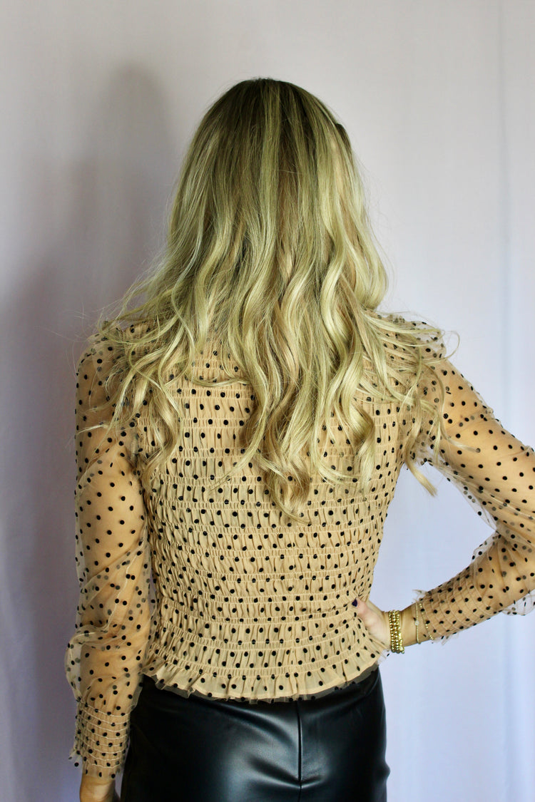 Tasha Smocked Polka Dot Top