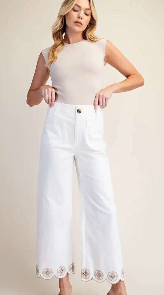 Collette Scallop Hem Wide Leg Pants