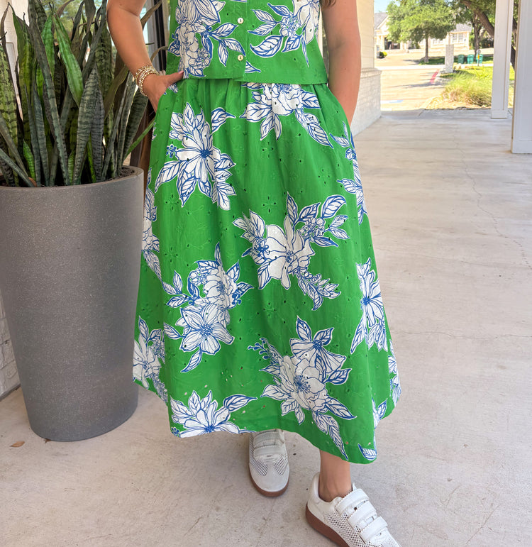 Cabana Classic Eyelet Midi Skirt