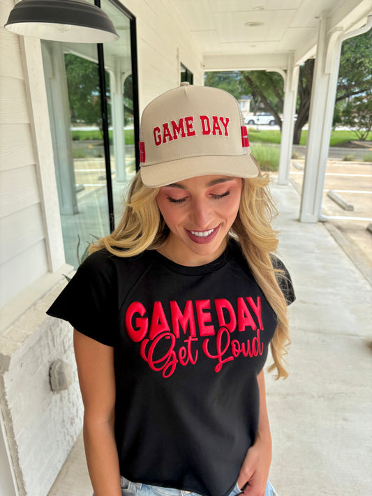 Embroidered Game Day Double Stripe Trucker Hat