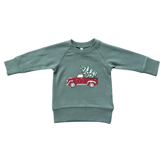 Christmas Truck Raglan Sweatshirt
