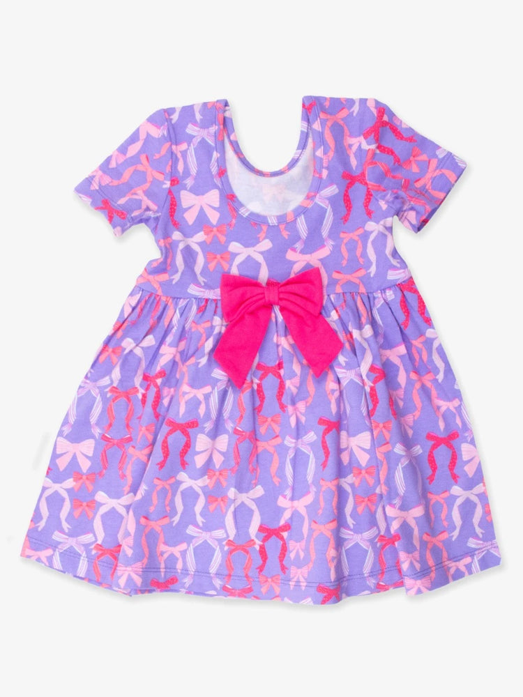 Rosy Ribbons Short Sleeve Twirl Dress