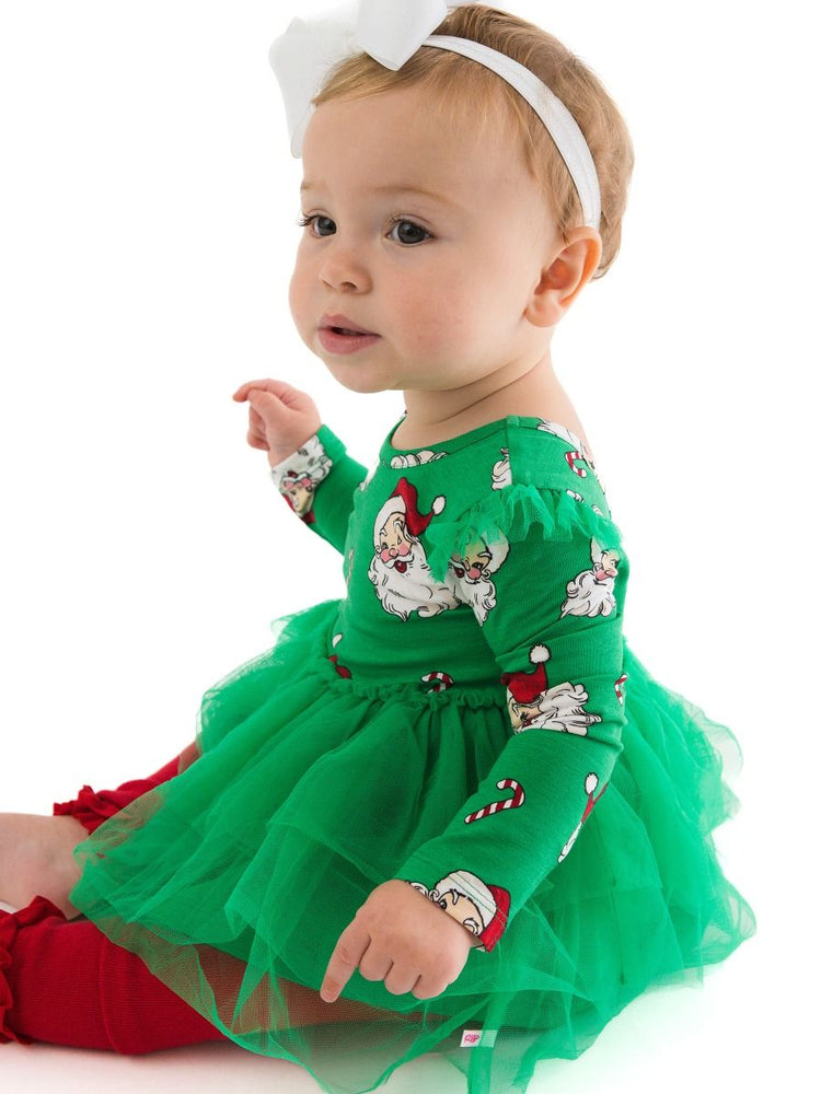 Green Santa Joy Flutter Tulle LS Twirl Dress