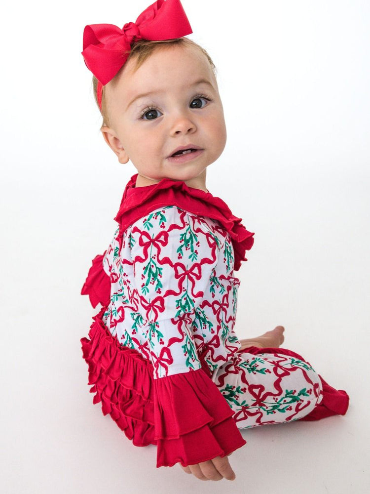 Carol of the Bows LS Ruffle Flare Romper