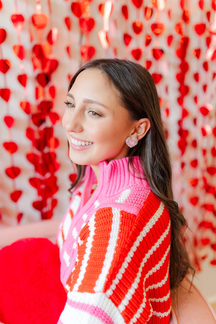 Beaded Heart Studs