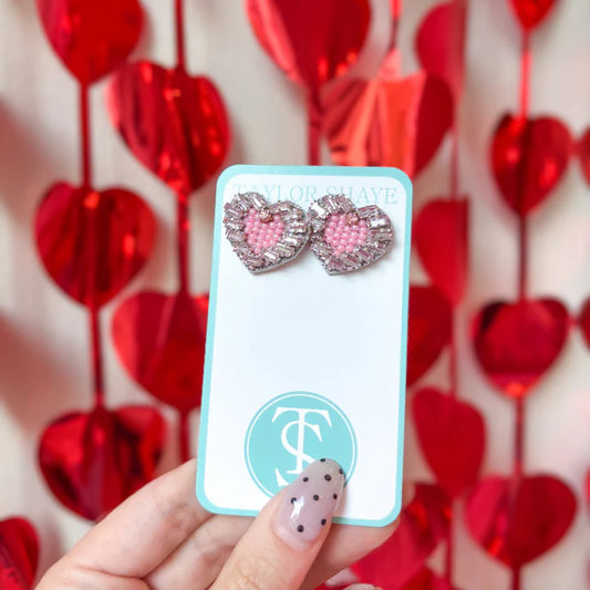 Beaded Heart Studs