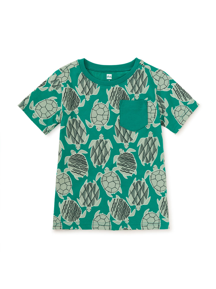 Tiled Turtles Printed Pocket Tee