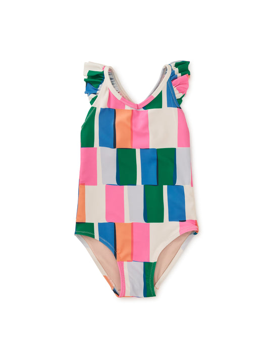 Copacabana Tile Ruffle One-Piece Swimsuit