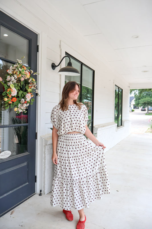 Get Spotted Midi Skirt
