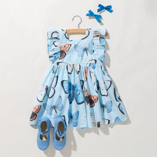 Blue Vintage Butterflies Elsie Dress