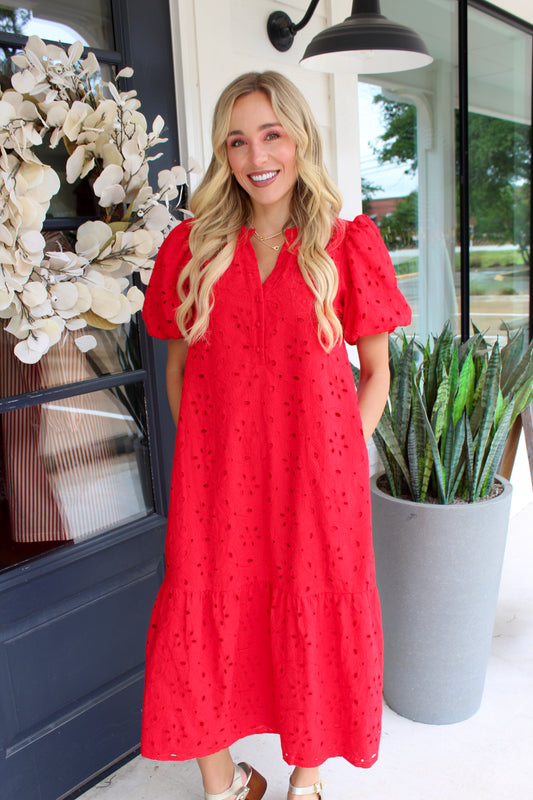 Villa Nova Eyelet Midi Dress