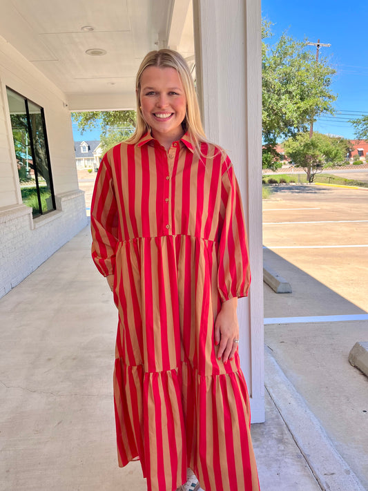 Get Your Attention Striped Midi Dress