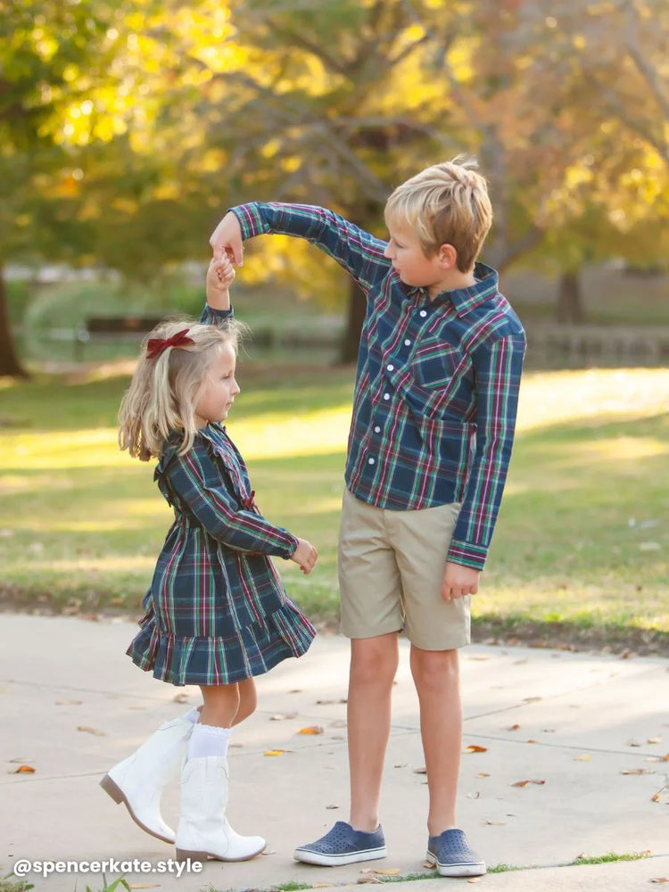 Winter Nights Plaid Long Sleeve Shirt