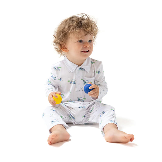 Blue Baby Golf Carts Polo Romper
