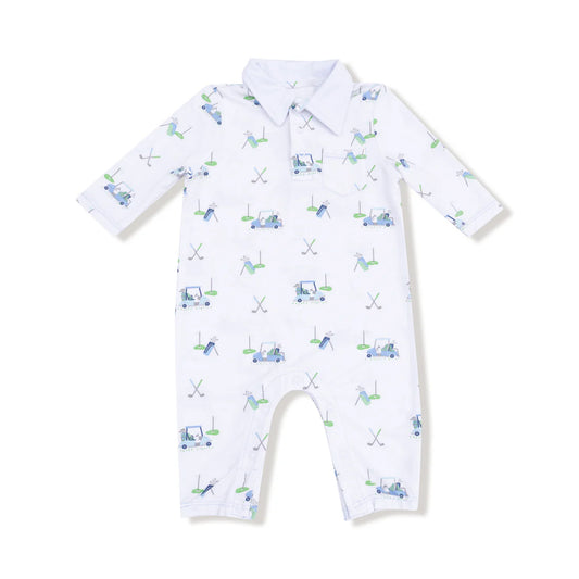 Blue Baby Golf Carts Polo Romper