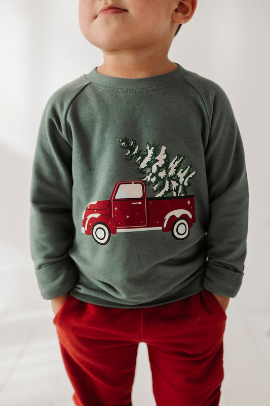 Christmas Truck Raglan Sweatshirt