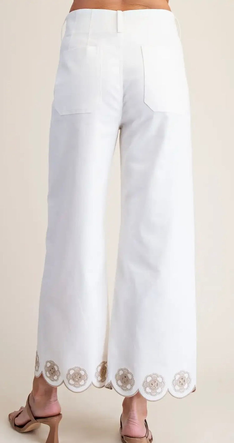 Collette Scallop Hem Wide Leg Pants