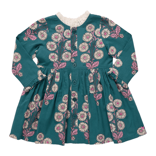 Evergreen Buttercup Floral Autumn Dress