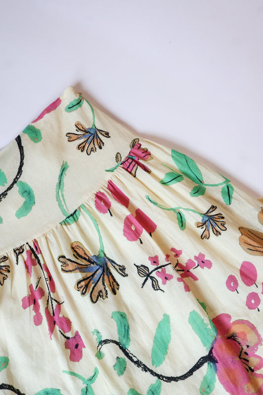 Bianca Yellow Floral Drop Waist Skirt