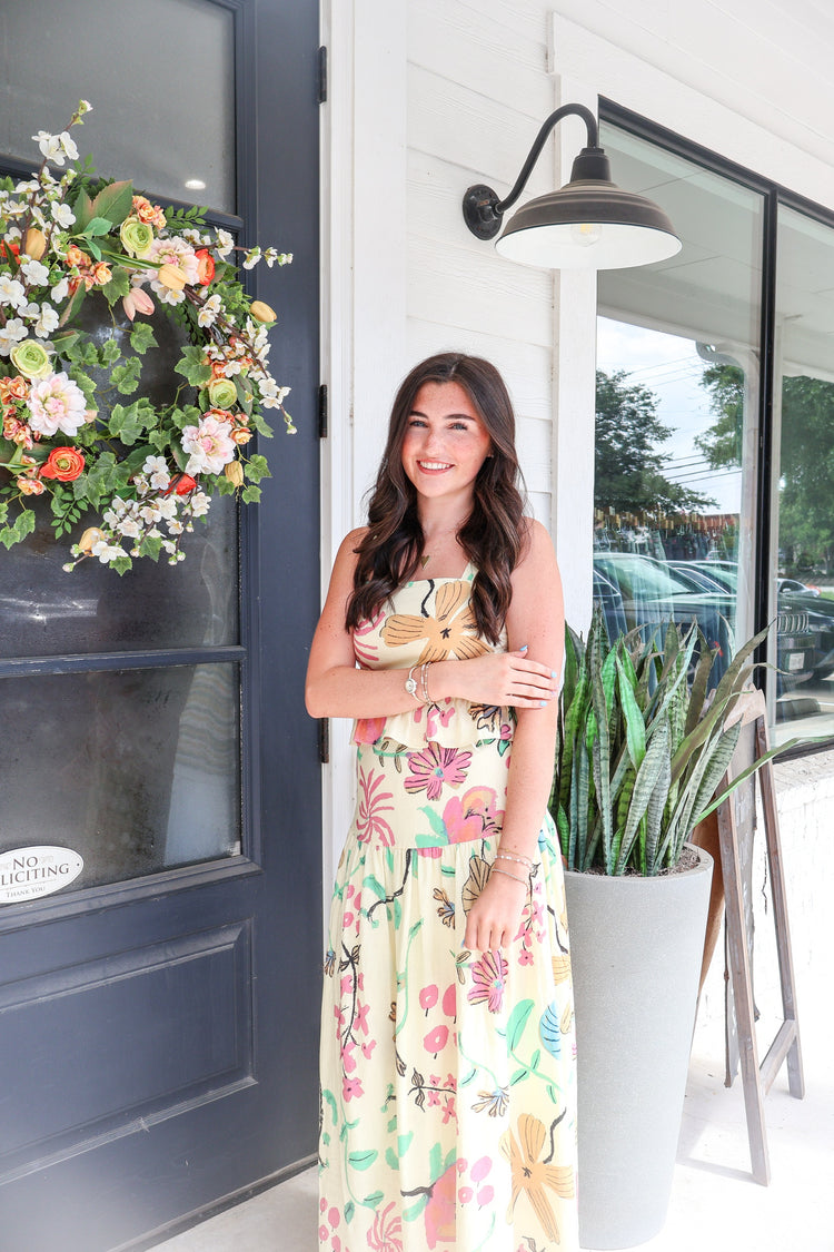 Bella Yellow Floral Peplum Top
