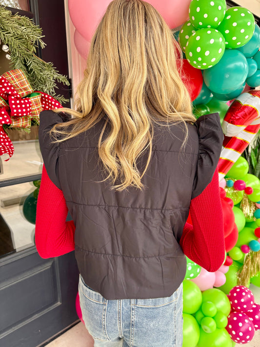 Lile Ruffle Quilted Vest