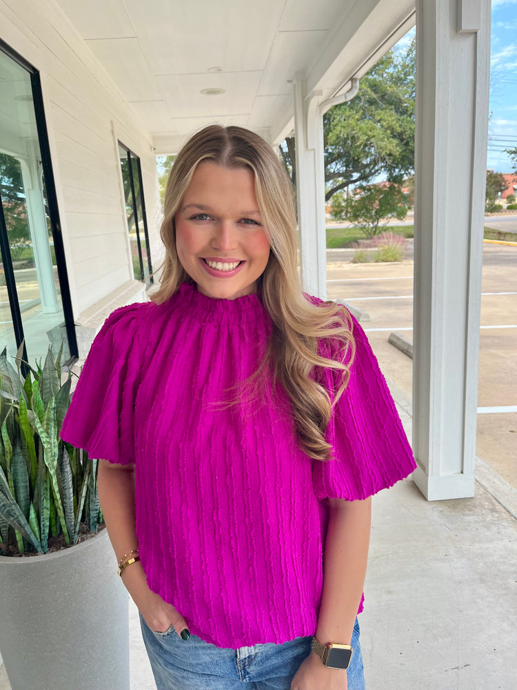 Haven't You Heard Fuchsia Textured Top