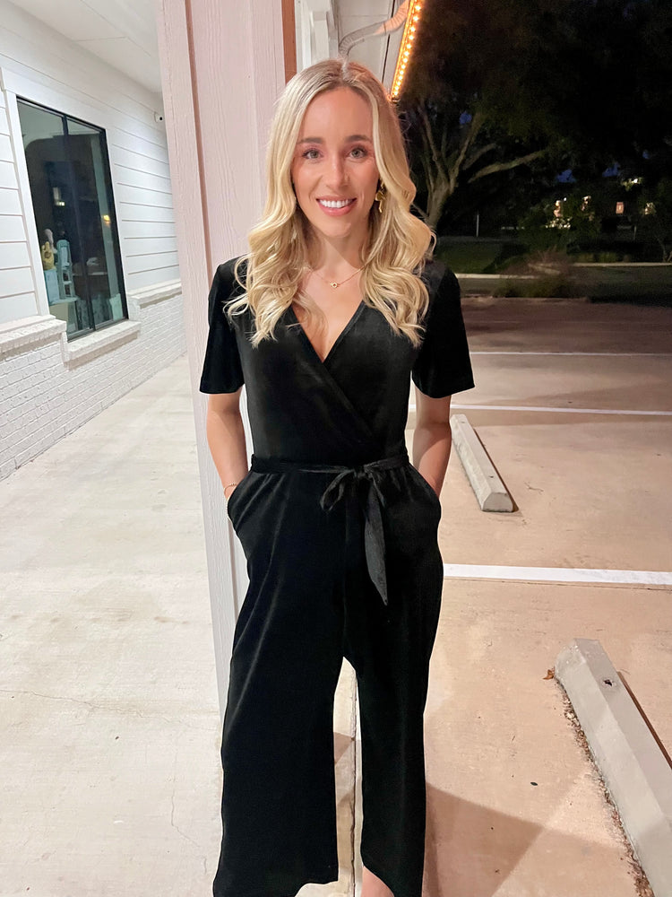 Elegant Essence Velvet Wrap Jumpsuit