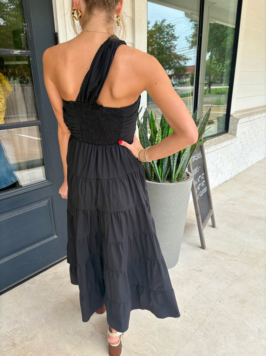 A Night Out One Shoulder Midi Dress