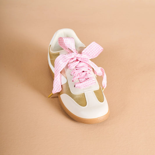 Gingham Pink Step It Up Shoe Laces