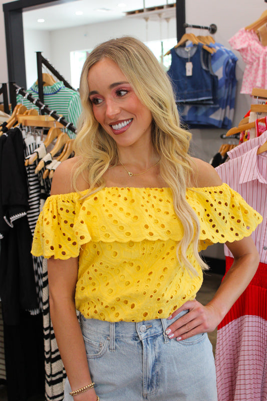 Rosario Daffodil Eyelet Top