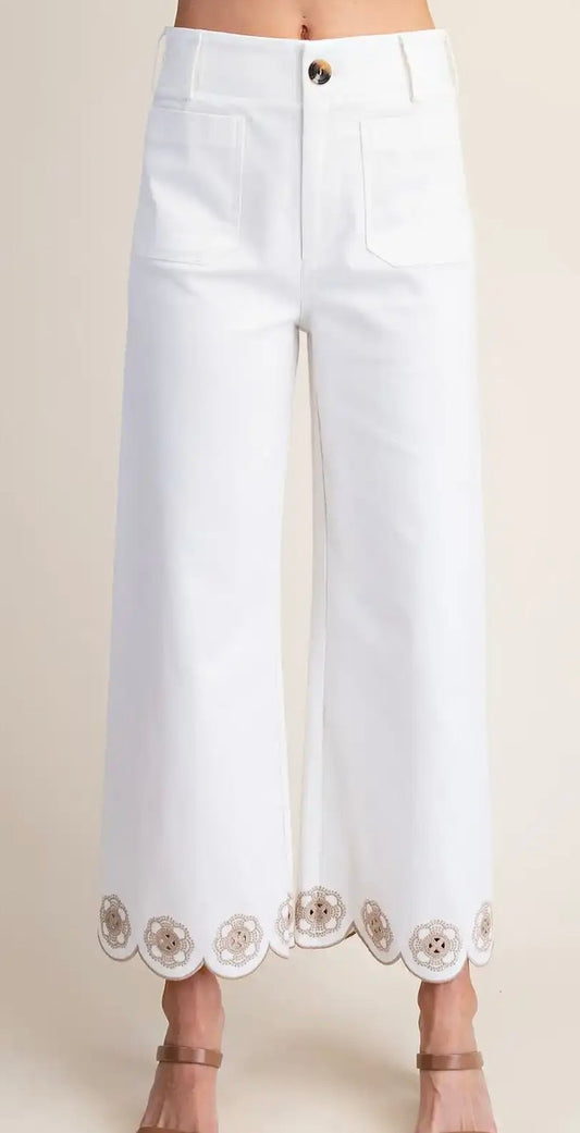 Collette Scallop Hem Wide Leg Pants