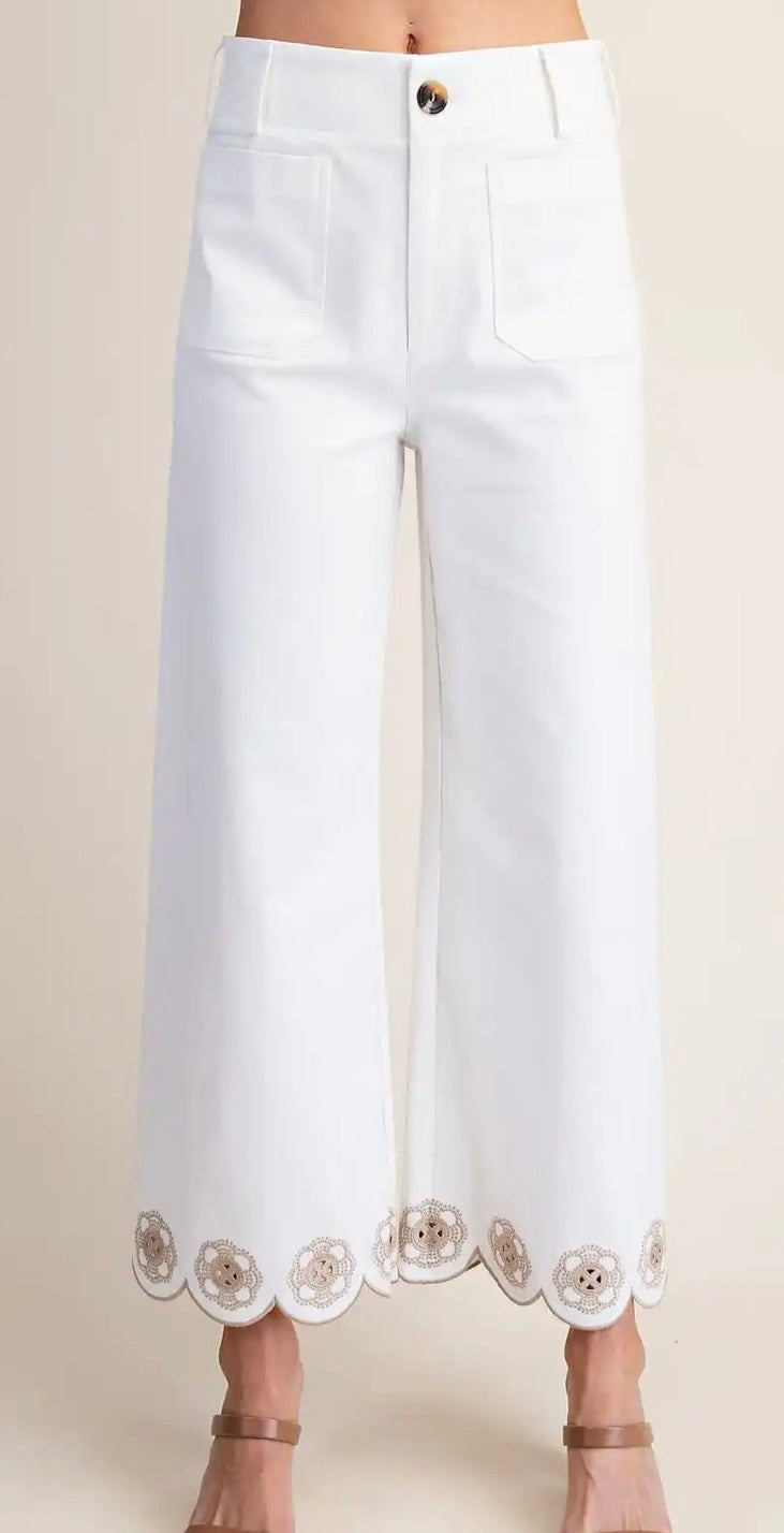 Collette Scallop Hem Wide Leg Pants