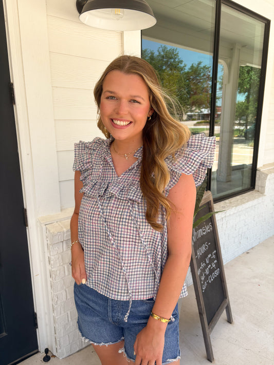 Aegean Plaid Top
