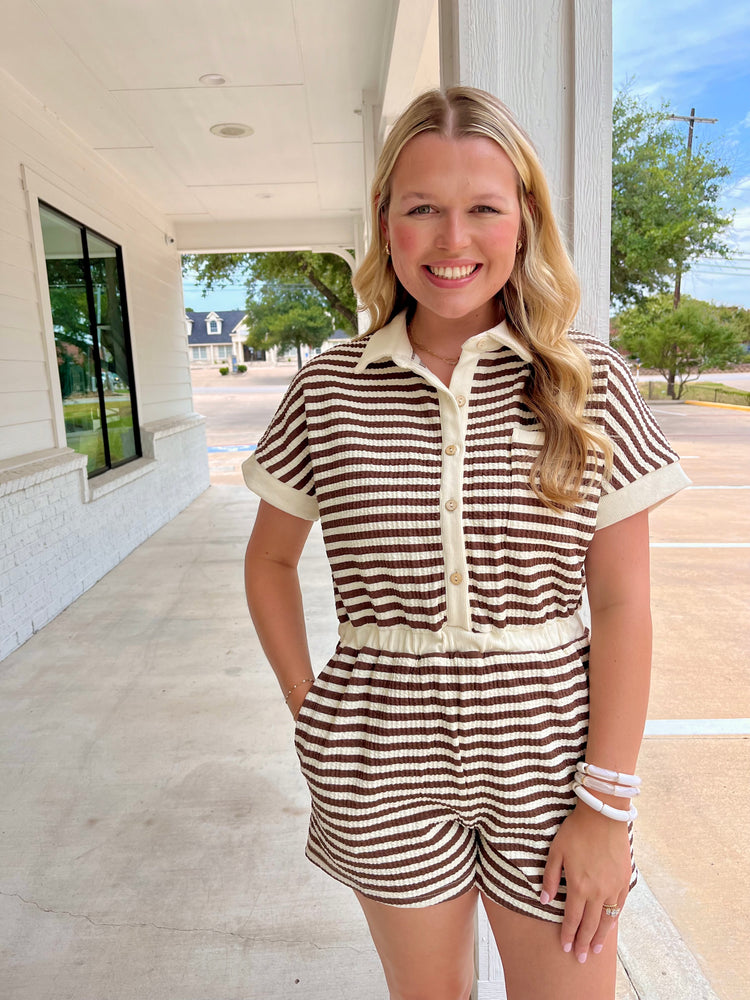 Girl On The Go Striped Romper