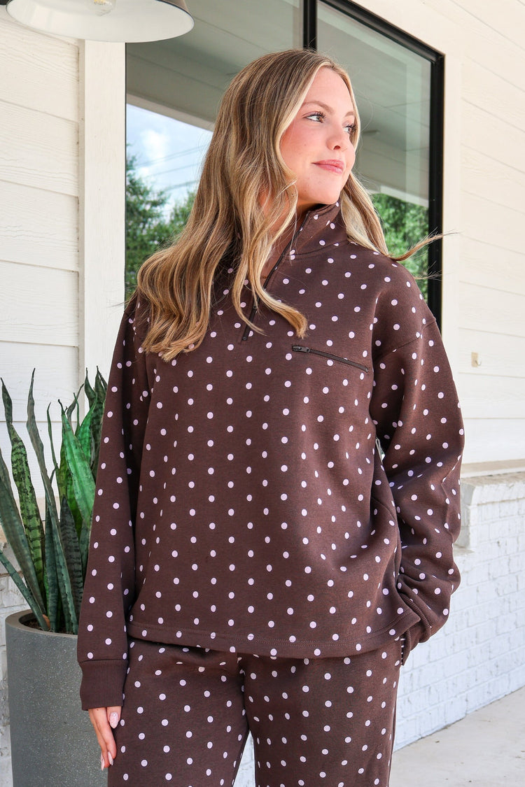 Polka Dot Perfection Fleece Quarter Zip