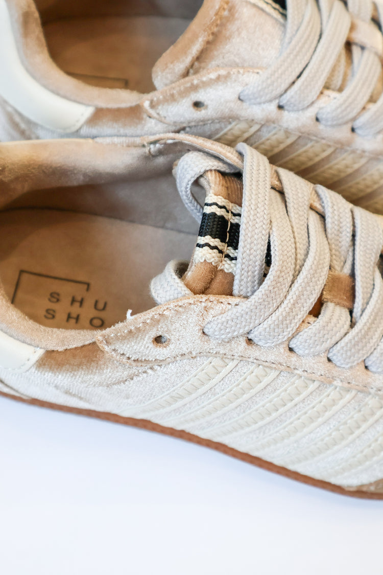 Stevie Taupe Velvet Sneaker